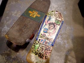 Two vintage skateboards to include a Sims Toft design model 10.0. Not available for in-house P&P