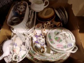 Large quantity of ceramics, including Royal Doulton Bunnykins and two display plinths. Not available