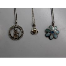 Three 925 silver pendant necklaces, largest chain L: 44 cm. UK P&P Group 0 (£6+VAT for the first lot