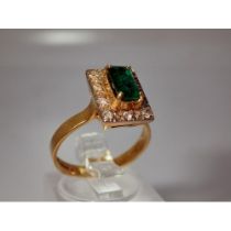 18ct gold emerald and diamond set cocktail ring, size M/N, 4.0g. UK P&P Group 0 (£6+VAT for the