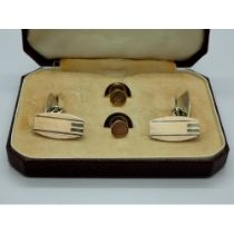 Art Deco pair of gold plated sterling silver cufflinks, in a fitted box. UK P&P Group 0 (£6+VAT