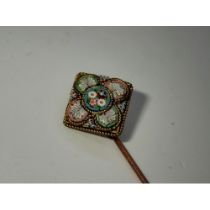 Victorian micro-mosaic stick pin, L: 80 mm. UK P&P Group 0 (£6+VAT for the first lot and £1+VAT