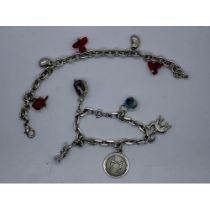 Two silver charm bracelets, largest L: 18 cm. UK P&P Group 0 (£6+VAT for the first lot and £1+VAT