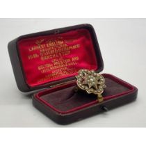 Victorian unmarked gold brooch set with seed pearls, D: 25 mm, 3.5g. UK P&P Group 0 (£6+VAT for