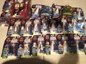 Sixteen Star Wars Episode I comm talk figures plus two chip readers, also includes three other