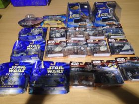 nineteen Star Wars Micro Machines spaceships and figures, mostly near mint, boxes in fair