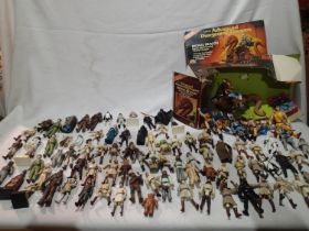 Selection of Star Wars etc related action figures, mostly 10 cm type, all playworn, plus Dungeons