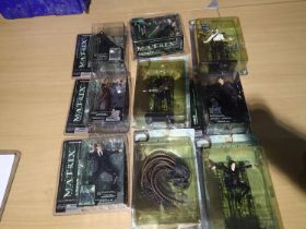 Nine Matrix figures by N2 Toys, near mint, wear to boxes. UK P&P Group 2 (£20+VAT for the first