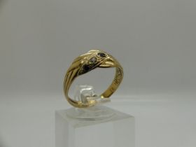 9ct gold ring set with sapphires and cubic zirconia, size N, 1.6g. UK P&P Group 0 (£6+VAT for the