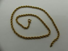 9ct gold neck chain, L: 40 cm, 3.7g. UK P&P Group 0 (£6+VAT for the first lot and £1+VAT for