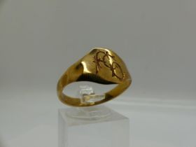 9ct gold signet ring, size V, 2.3g. UK P&P Group 0 (£6+VAT for the first lot and £1+VAT for