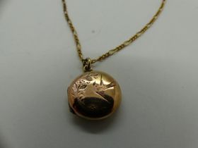 9ct gold neck chain with a 9ct gold back and front locket pendant, chain L: 50 cm, 5.2g. UK P&P