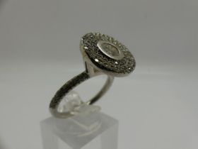 Contemporary 14ct white gold diamond set cocktail ring, total carat weight of 1cts, size O/P, 5.