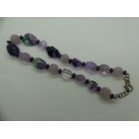 925 silver amethyst set necklace, L: 42 cm. UK P&P Group 1 (£16+VAT for the first lot and £2+VAT for