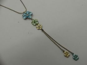 925 silver and enamel pendant necklace, chain L: 40 cm. UK P&P Group 0 (£6+VAT for the first lot and