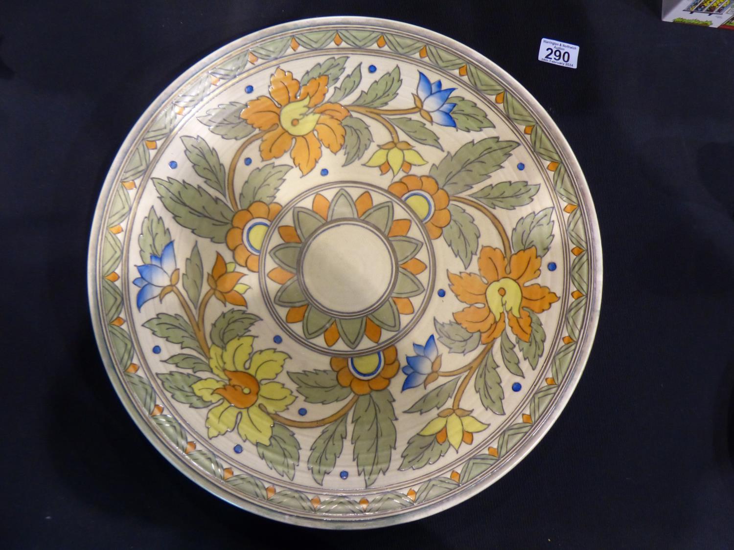 Large Charlotte Rhead charger, no chips or cracks, D: 45 cm. UK P&P Group 3 (£30+VAT for the first