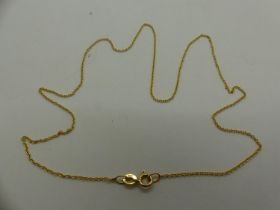 14ct gold fine link neck chain, L: 40 cm, 0.8g. UK P&P Group 0 (£6+VAT for the first lot and £1+