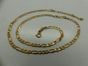 9ct gold Figaro link neck chain, L: 40 cm, 3.2g. UK P&P Group 0 (£6+VAT for the first lot and £1+VAT