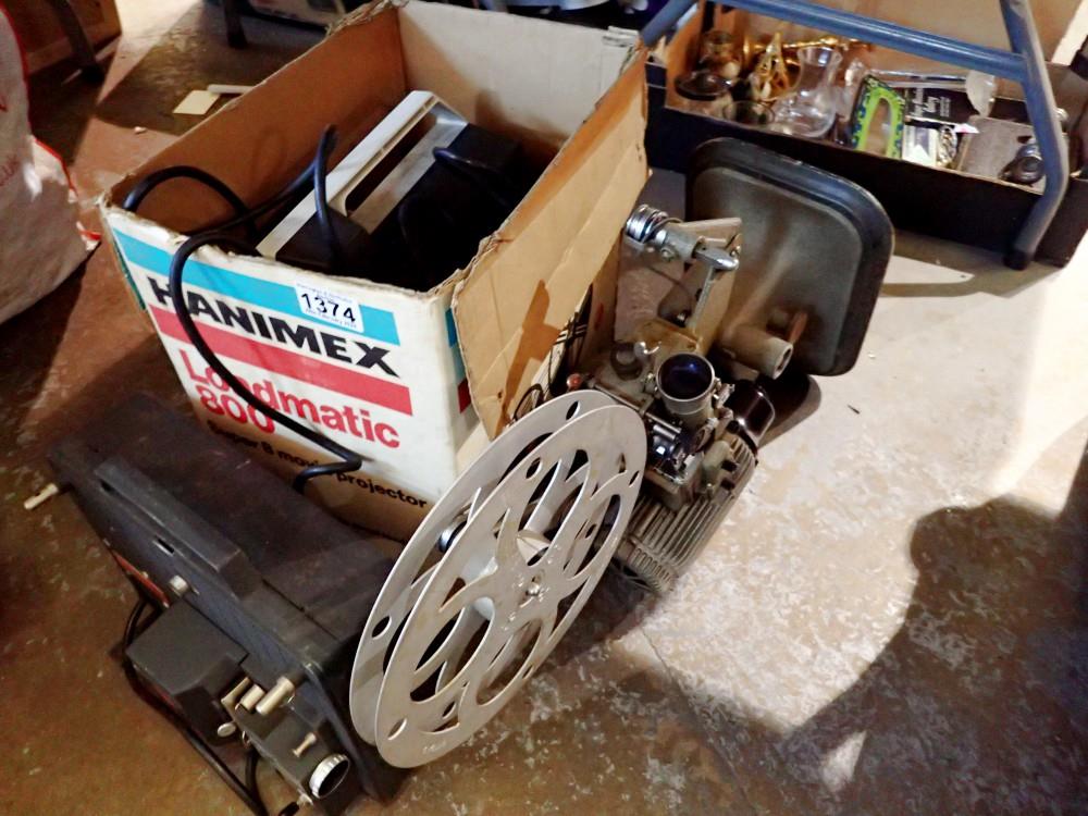 Mansfield 8mm film projector, a boxed Hanimex example and a Bell and Howell projector (3). Not