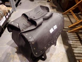 Pair of motorcycle leather panniers. Not available for in-house P&P