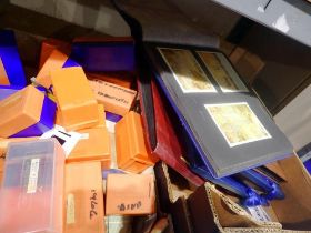 Two boxes of mixed photo albums, slides and ephemera. Not available for in-house P&P
