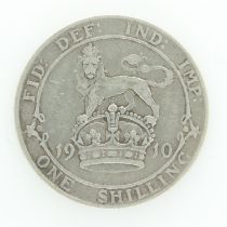 1910 - Silver shilling of Edward VII - Avf. UK P&P Group 0 (£6+VAT for the first lot and £1+VAT