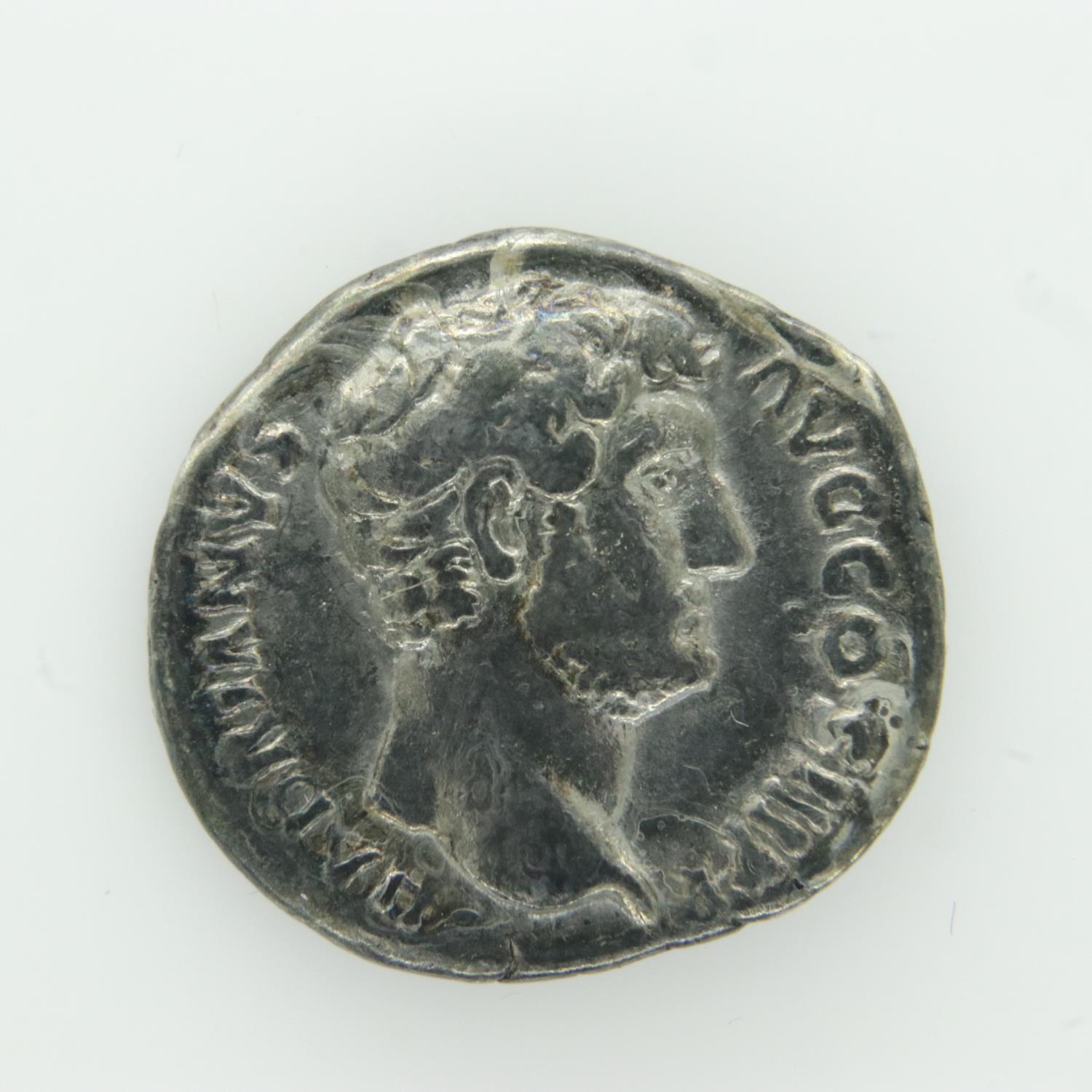 Roman silver Denarius of Emperor Hadrian at fortification five, VF grade. UK P&P Group 0 (£6+VAT for - Image 2 of 2
