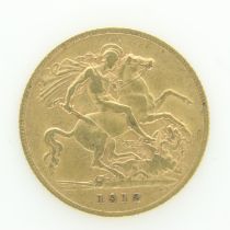 1912 gold half sovereign of George V. UK P&P Group 0 (£6+VAT for the first lot and £1+VAT for