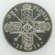 1916 silver florin of King George V, VF grade. UK P&P Group 0 (£6+VAT for the first lot and £1+VAT