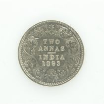 1893 - Silver 2 Annas of Queen Victoria - colonial India - nEF. UK P&P Group 0 (£6+VAT for the first