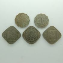 Circulated colonial India coins. UK P&P Group 0 (£6+VAT for the first lot and £1+VAT for