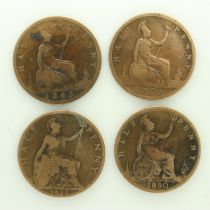 Bronze half pennies of Queen Victoria - Circulated grades. UK P&P Group 0 (£6+VAT for the first