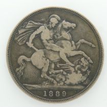 1889 silver crown of Queen Victoria. UK P&P Group 0 (£6+VAT for the first lot and £1+VAT for