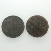 Two early milled copper tokens to include Parys Mining. UK P&P Group 0 (£6+VAT for the first lot and