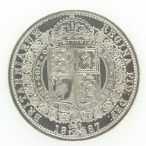 1887 - Silver half crown of Queen Victoria - aEF grade. UK P&P Group 0 (£6+VAT for the first lot and