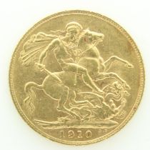 1910 full gold sovereign of Edward VII. UK P&P Group 0 (£6+VAT for the first lot and £1+VAT for