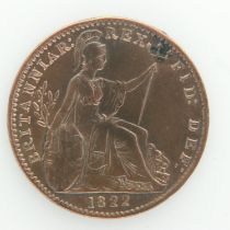 1822 - Copper Farthing of George IV - nEF grade, some scratches. UK P&P Group 0 (£6+VAT for the