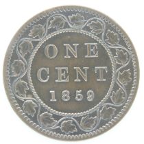 1859 - Colonial Canada cent of Queen Victoria - gVF scratches. UK P&P Group 0 (£6+VAT for the