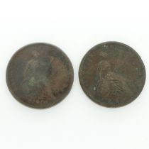 Two large pennies of George IV - circulated. UK P&P Group 0 (£6+VAT for the first lot and £1+VAT for
