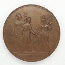 George I visit to the City of London table commemorative, copper medal, 1880, by G G Adams, struck