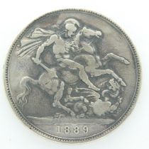 1889 silver crown of Queen Victoria - gF grade. UK P&P Group 0 (£6+VAT for the first lot and £1+