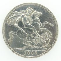 1889 silver crown, VF grade. UK P&P Group 0 (£6+VAT for the first lot and £1+VAT for subsequent