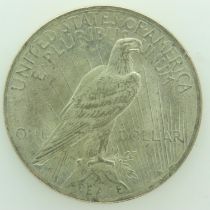 1923 American silver peace dollar, nUNC. UK P&P Group 0 (£6+VAT for the first lot and £1+VAT for