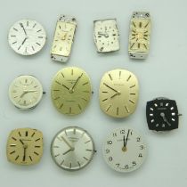 Eleven ladies Longines wristwatch movements. UK P&P Group 0 (£6+VAT for the first lot and £1+VAT for