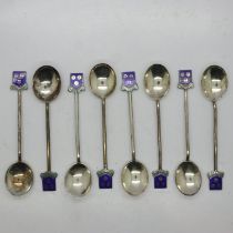 Set of eight Shrewsbury enamelled coffee spoons, 68g. UK P&P Group 2 (£20+VAT for the first lot