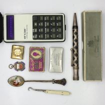 Mixed collectables, including an enamelled hallmarked silver fob for North-East Manchester Amateur