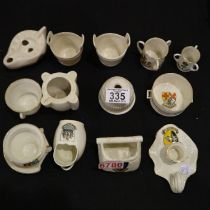 Quantity of Goss crested ware, no chips or cracks, largest H: 7cm. UK P&P Group 2 (£20+VAT for the