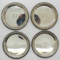 Two pairs of hallmarked silver coasters, D: 60 mm, 76g. UK P&P Group 2 (£20+VAT for the first lot