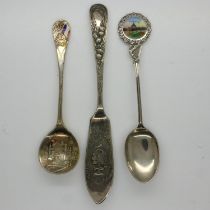 1947 Dublin Exhibition enamelled silver teaspoon, 1908 Franco - British Exhibition enamelled