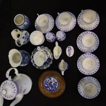 Mixed blue and white ceramics including Delft and a coffee set, no cracks or chips. UK P&P Group